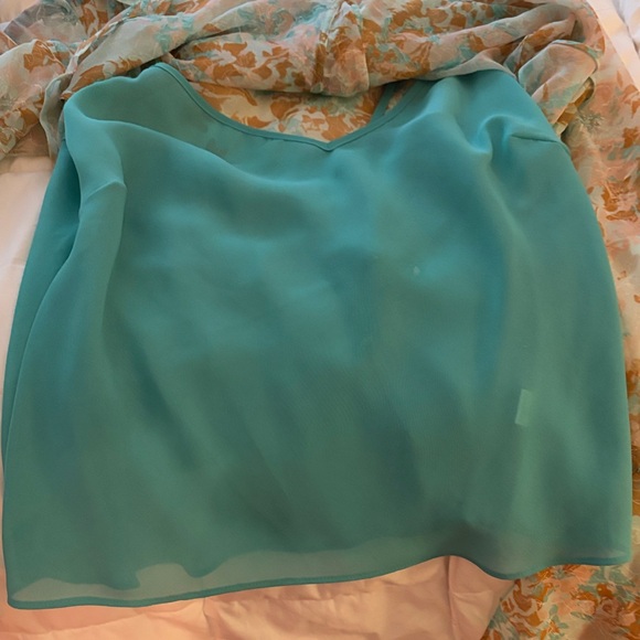 Ice Floral Ruffle Blouse - Teal and Orange - Picture 11 of 12